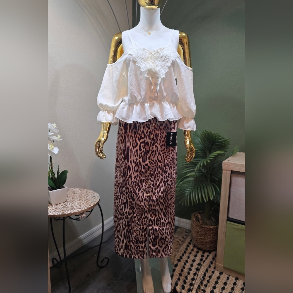 Messini Animal print suede skirt (Leopard) size L